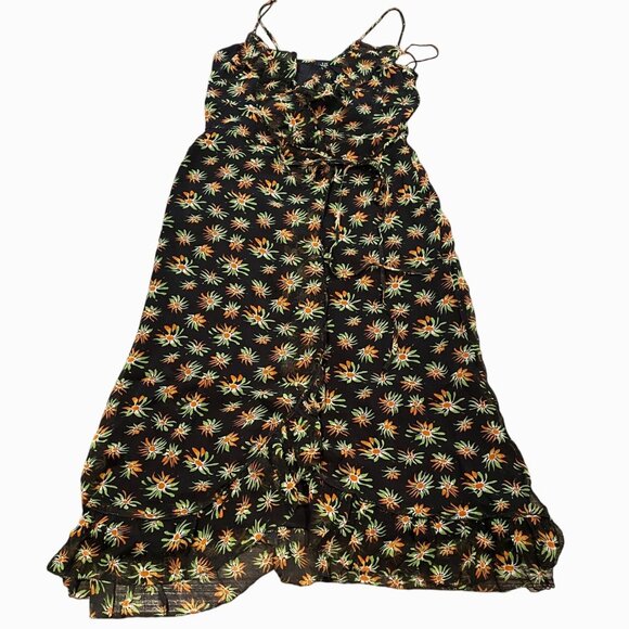 NWOT J.Crew Women's Sz 4 Flutter Wrap Dress Starburst Floral Black Multi Chiffon - Picture 4 of 16